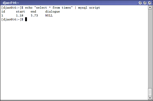 mysql command in terminal